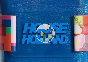 House Of Holland - Sac à bandoulière bleu avec logo imprimé sur le devant en acrylique 7