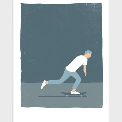 Skateboarding man - A4 - Blue