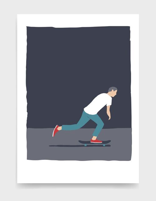 Skateboarding man - A5 - Purple