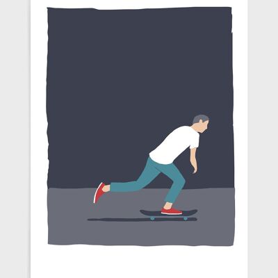 Skateboarding man - A5 - Purple