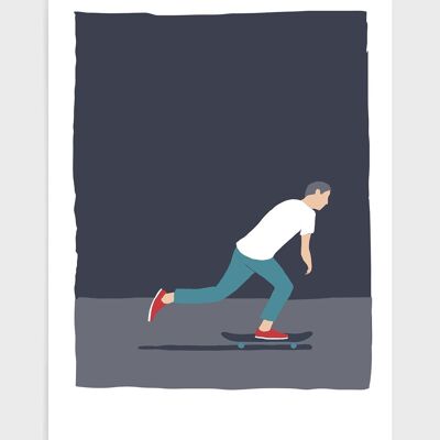 Skateboard Mann - A3 - Lila
