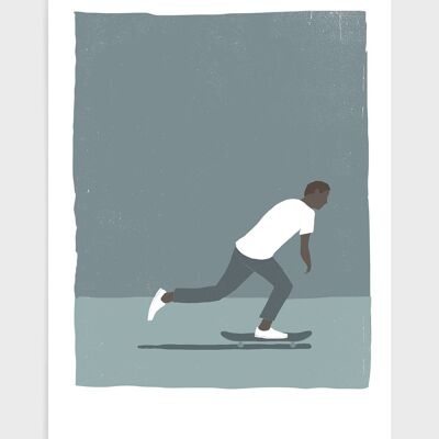 Skateboard Mann - A4 - Grau