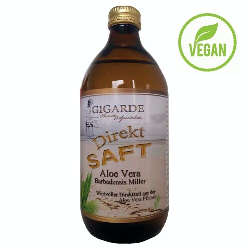 Aloe Vera Direkt Saft 99,9% Glasflasche, 500 ml, vegan