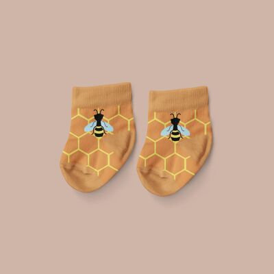 Babysocken Honig, der Bienenstock und die Biene