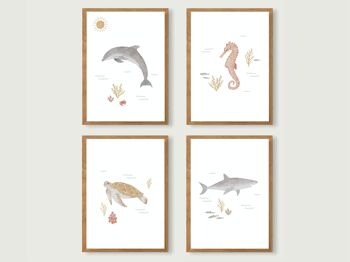Ensemble d'affiches A4 "Dans la mer" | animaux marins 1