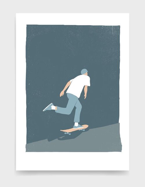 Skateboarder - A3 - Blue