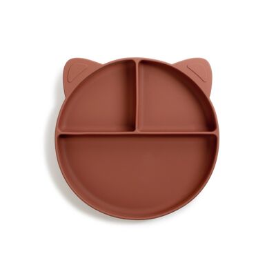 Compartments plate in silicone Naé - Chestnut