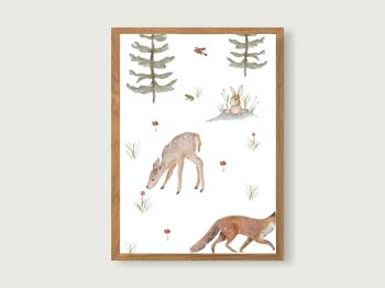 Affiche Animaux A3 | imprimé | Affiches Enfants | impression d'art | Crèche | enfant | bébés | Illustration | forêt | renard || COEUR & PAPIER 1