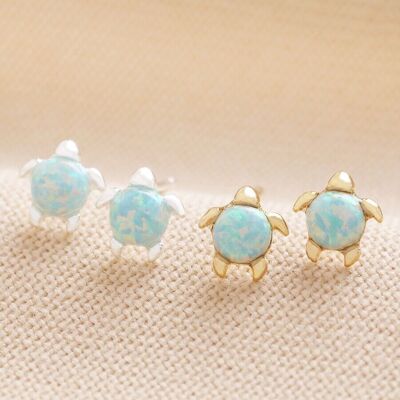 Aretes de tortuga con ópalo verde