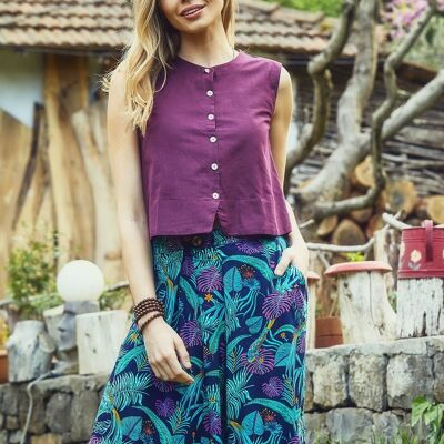 Crop Top senza maniche in cotone viola