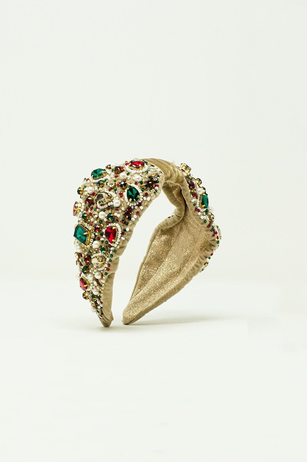 Cerchietto gioiello in velluto verde chiaro