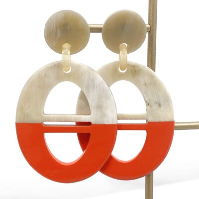 Real horn earrings. Orange color