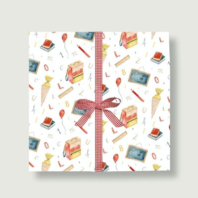 Papel de regalo "Inscripción escolar" | DIN A2 | niños | escuela | arco | arcos | Ilustración | cumpleaños | Ilustración || CORAZON Y PAPEL