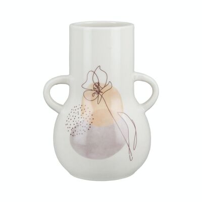 Keramik Flaschenvase mit Henkel "One Line Flower" VE 4