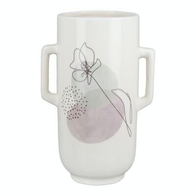 Keramik Vase mit Henkel "One Line Flower" VE 4