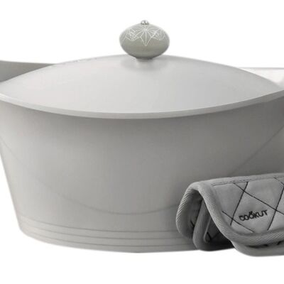 DIE UNGLAUBLICHE COCOTTE 24 cm - Perle
 Verpackung Deutsch/Englisch
 Anweisungen: FR / EN / IT / DE / ES