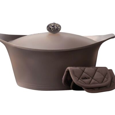 DIE UNGLAUBLICHE COCOTTE 24 cm - Mokka
 Verpackung Deutsch/Englisch
 Anweisungen: FR / EN / IT / DE / ES