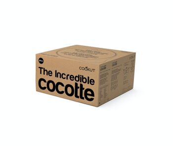 L'INCROYABLE COCOTTE 28 cm - Graphite
 Packaging Allemand/Anglais
 Instructions : FR / EN / IT / DE / ES 3