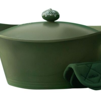 DIE UNGLAUBLICHE COCOTTE 28 cm - Farn
 Verpackung Deutsch/Englisch
 Anweisungen: FR / EN / IT / DE / ES