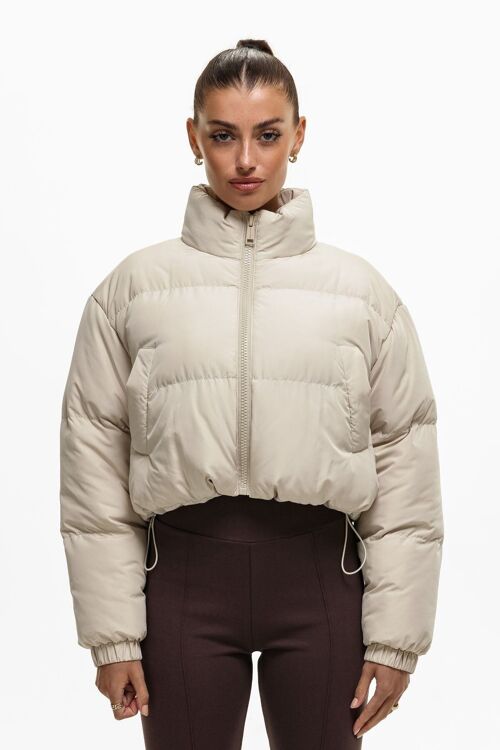 Cropped Cream Puffer Jacket