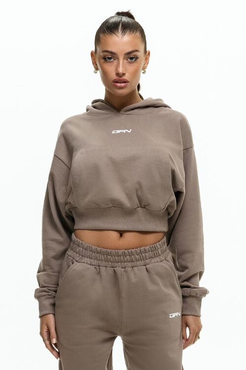 DNA Cropped Taupe Hoodie