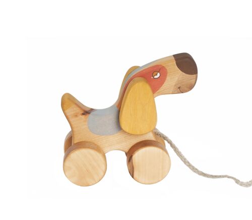 Wooden Pull Toy Terrier Dog