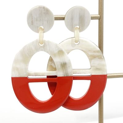 Real horn earrings. Red color