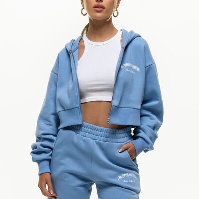 Heritage Powder Blue Cropped Zip Hoodie