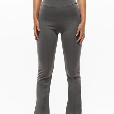 Luxe Flared Split Hem Taupe Trousers