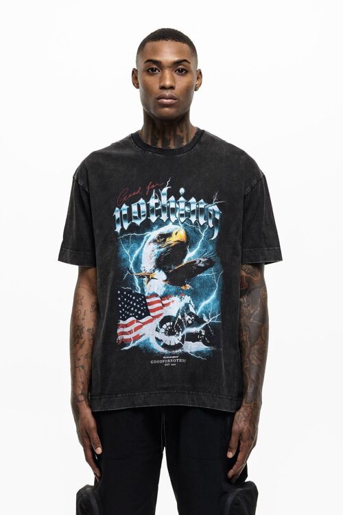 Oversized Eagle Acid Wash T-shirt