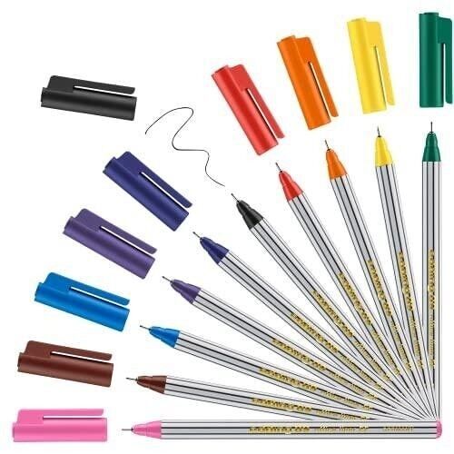 Edding 89 office liner EF - Feutre fin étui de 10 assorti - Pointe ogive 0,30 mm -Pour une écriture fine et précise, pour souligner, dessiner - Pour le bureau, l'école et la maison