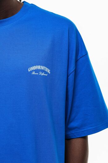 T-shirt oversize bleu cobalt Héritage 3