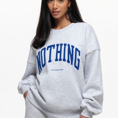 Übergroßes, grau meliertes Varsity-Sweatshirt mit Boucle-Motiv