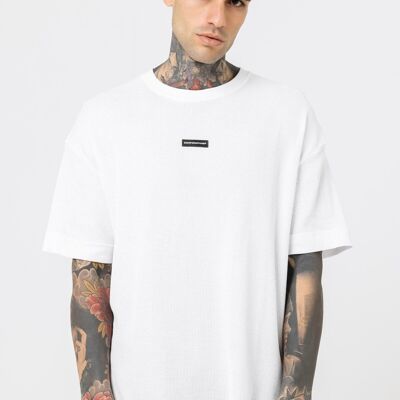 Weißes T-Shirt in Übergröße in Waffeloptik