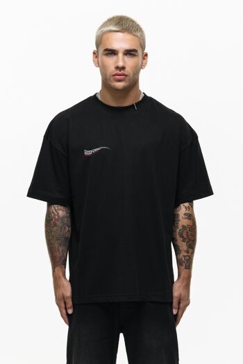 T-shirt Noir Vague Oversize 2