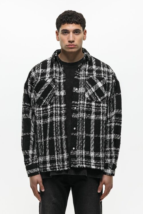 Wool Blend Black Check Overshirt