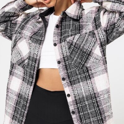 Wool Blend Grey Check Overshirt