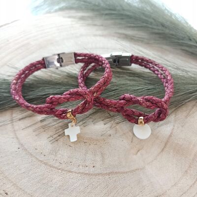 Burgundy braided cork bracelet - Julia - Birthday gift idea