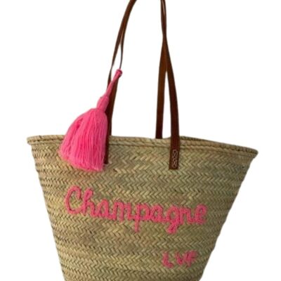 Champagne pink basket with pompom