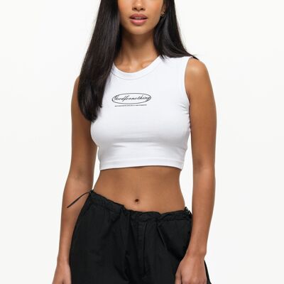 Oval White Crop Top