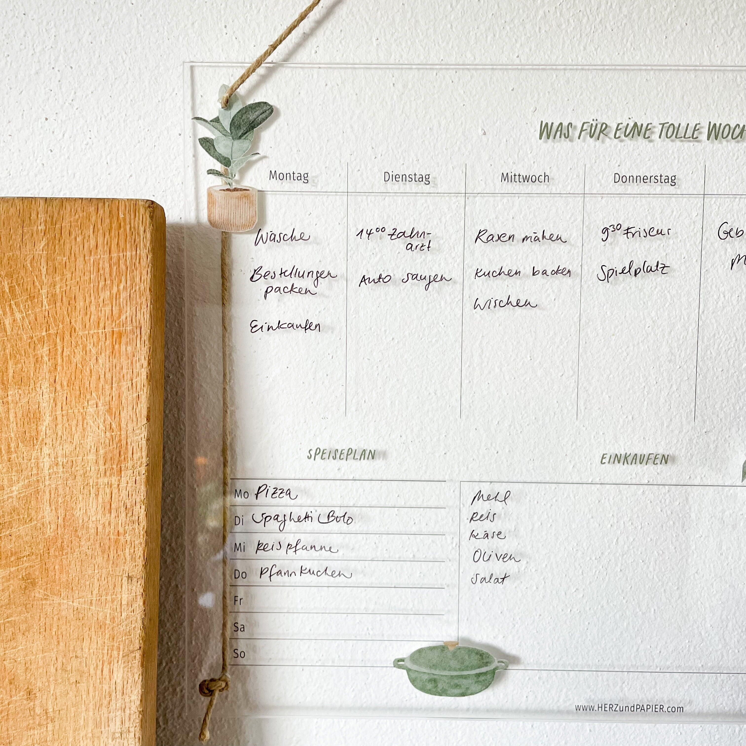 Agenda settimanale "Verde" A3 in acrilico