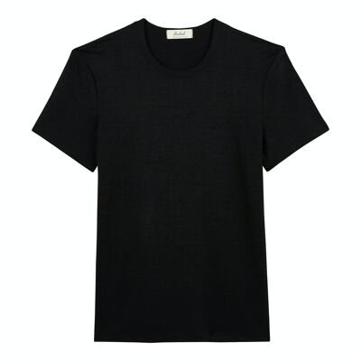 T-shirt col rond homme lin - Noir