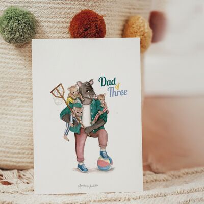 Father's day card Dad of three Boar