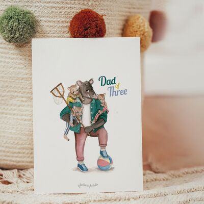 Father's day card Dad of three Boar