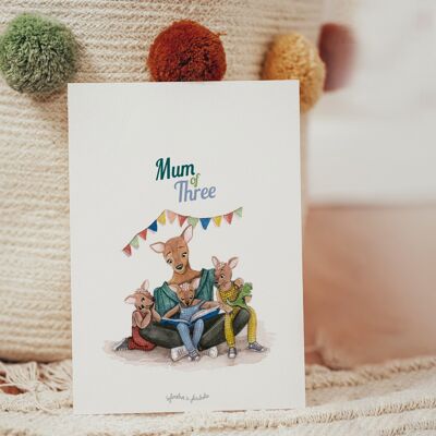 Mother's day card mum of Three Biche