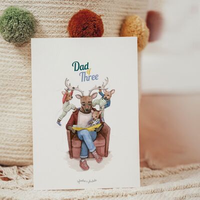 Father's day card Dad of three Deer