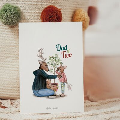 Father's day card Dad of two Deer