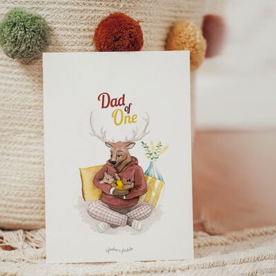 Father's day card Dad of one Deer