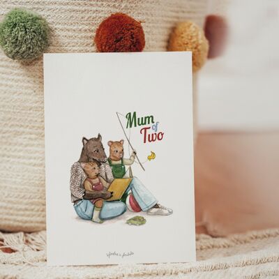 Mother's day card mum of two Boar