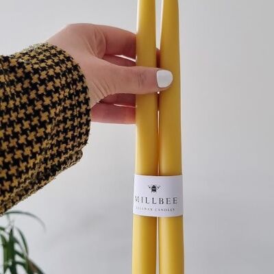 Bougies en cire d'abeille jaune trempées
